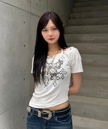 ZIPPER CLUB（ZIPPER CLUB ジッパークラブ）の「crush butterfly cut sew（Tシャツ/カットソー）」