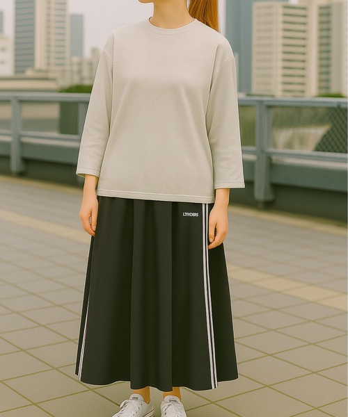 CONVERSE（コンバース）の「【CONVERSE/コンバース】ストレッチサイドラインゴアードスカート（スカート・レディース・ブラック/ライトグレー・MEDIUM）」の6枚目の写真