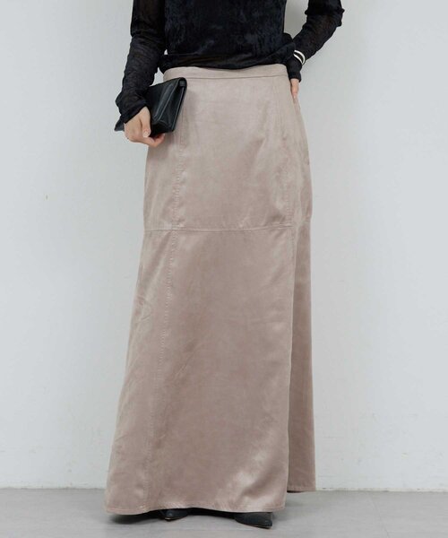 GALLARDAGALANTE（ガリャルダガランテ）の「【セットアップ対応】フェイクスエードフレアスカート（スカート・レディース・グレイッシュベージュ/キャメル・0/1）」の4枚目の写真