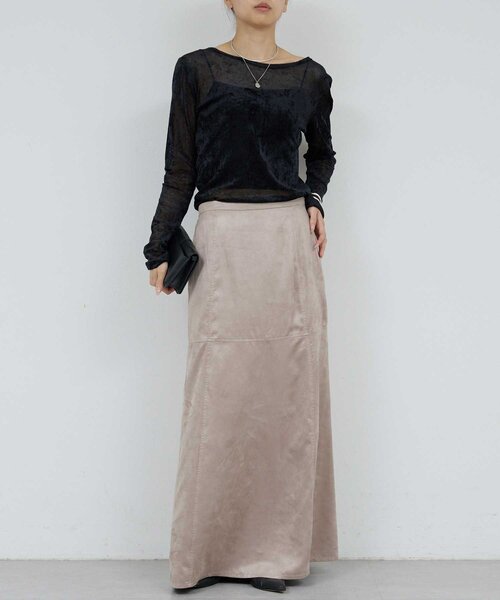 GALLARDAGALANTE（ガリャルダガランテ）の「【セットアップ対応】フェイクスエードフレアスカート（スカート・レディース・グレイッシュベージュ/キャメル・0/1）」の7枚目の写真