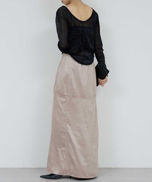 GALLARDAGALANTE（ガリャルダガランテ）の「【セットアップ対応】フェイクスエードフレアスカート（スカート・レディース・グレイッシュベージュ/キャメル・0/1）」の9枚目の写真