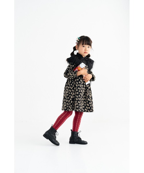nino（ニノ）の「モノトーンフラワージャガードワンピース（ワンピース・キッズ・ブラック・130cm/140cm）」の3枚目の写真