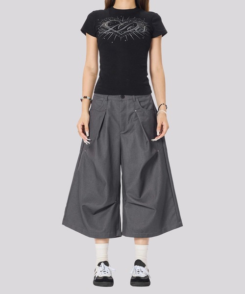 TOBEE(トゥビー)の「【TOBEE】タック スタッズ ワイドハーフスラックス(スラックス・メンズ・ブラック/グレー・MEDIUM/LARGE/X-LARGE)」の14枚目の写真