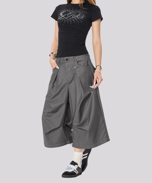 TOBEE(トゥビー)の「【TOBEE】タック スタッズ ワイドハーフスラックス(スラックス・メンズ・ブラック/グレー・MEDIUM/LARGE/X-LARGE)」の17枚目の写真