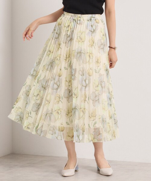 ITS'DEMO(イッツデモ)の「【手洗い可/ウエストゴム】花柄チュールスカート(スカート・レディース・アイボリー系/ブラウン系1/ブラック系・00)」の1枚目の写真