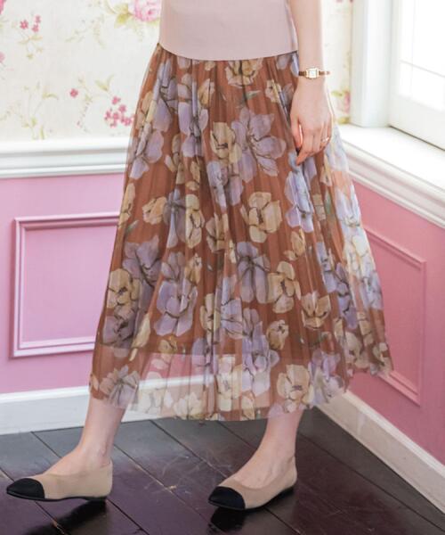 ITS'DEMO(イッツデモ)の「【手洗い可/ウエストゴム】花柄チュールスカート(スカート・レディース・アイボリー系/ブラウン系1/ブラック系・00)」の14枚目の写真