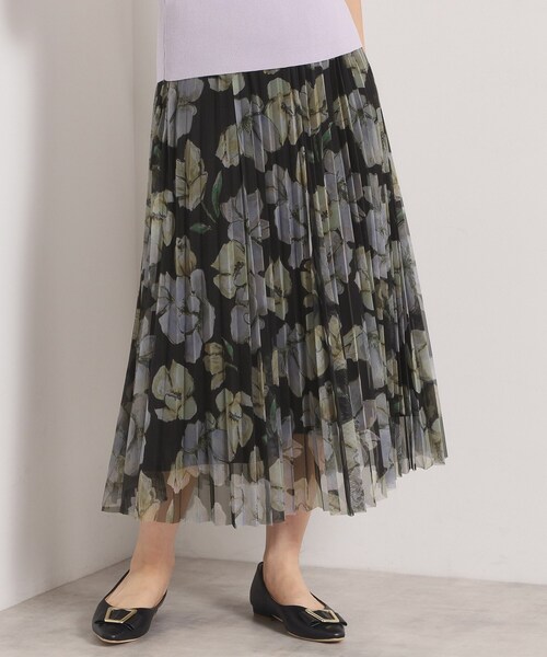 ITS'DEMO(イッツデモ)の「【手洗い可/ウエストゴム】花柄チュールスカート(スカート・レディース・アイボリー系/ブラウン系1/ブラック系・00)」の12枚目の写真