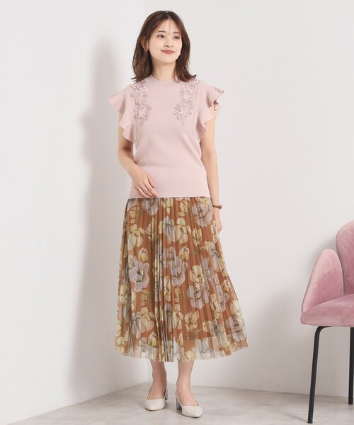 ITS'DEMO(イッツデモ)の「【手洗い可/ウエストゴム】花柄チュールスカート(スカート・レディース・アイボリー系/ブラウン系1/ブラック系・00)」の7枚目の写真