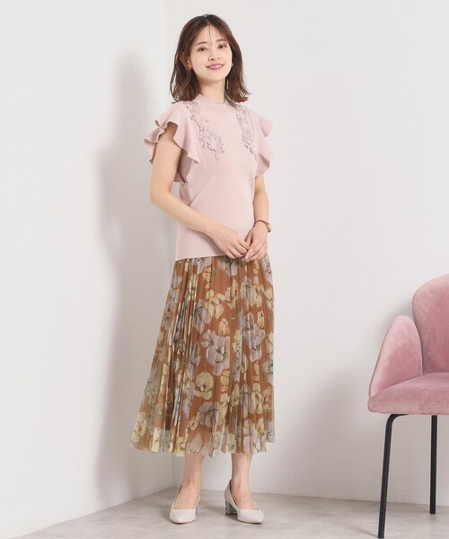 ITS'DEMO(イッツデモ)の「【手洗い可/ウエストゴム】花柄チュールスカート(スカート・レディース・アイボリー系/ブラウン系1/ブラック系・00)」の21枚目の写真