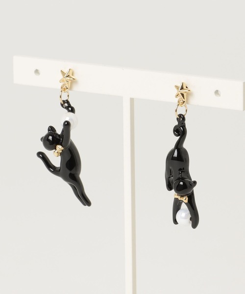 gargle(ガーグル)の「gargle ガーグル:アニマルシリーズ 星にとびつく猫 ネコ キャット ピアス(ピアス(両耳用)・レディース・ブラック・FREE)」の6枚目の写真
