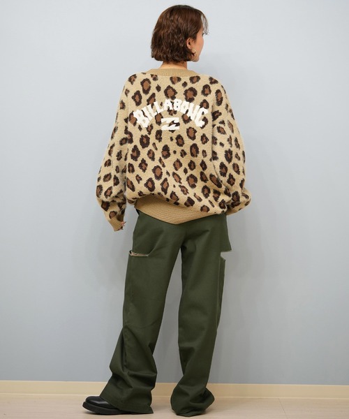 ビラボン　ヒョウ柄　ロンスプ ムラサキスポーツ限定】BILLABONG/ビラボン セーター レオパード柄