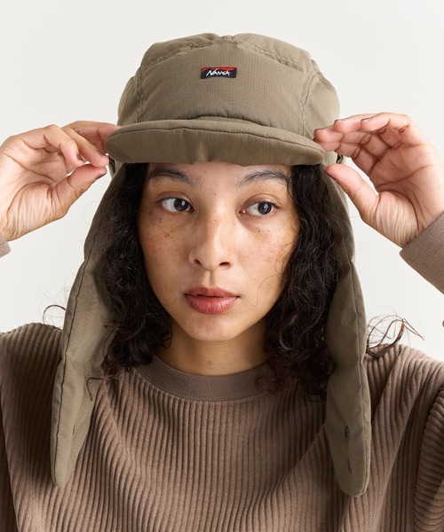 NANGA(ナンガ)の「HINOC RIPSTOP DOWN EAR FLAP CAP/ヒノックリップストップ ダウンイヤーフラップキャップ(キャップ・メンズ・ブラック/アーミー/ブルー系その他/ベージュ・FREE)」の3枚目の写真