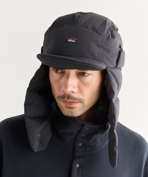 NANGA(ナンガ)の「HINOC RIPSTOP DOWN EAR FLAP CAP/ヒノックリップストップ ダウンイヤーフラップキャップ(キャップ・メンズ・ブラック/アーミー/ブルー系その他/ベージュ・FREE)」の2枚目の写真