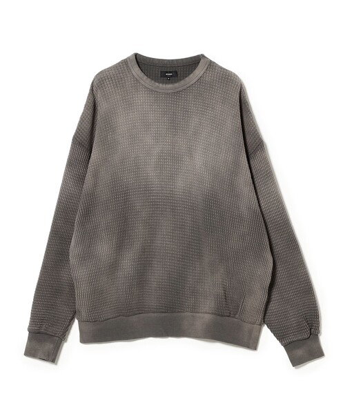 BEAMS（ビームス）の「ワイドフィット フェード ヘビーウェイトワッフル Tシャツ（Tシャツ/カットソー・メンズ・ネイビー/チャコールグレー・S/M/L/XL）」の3枚目の写真