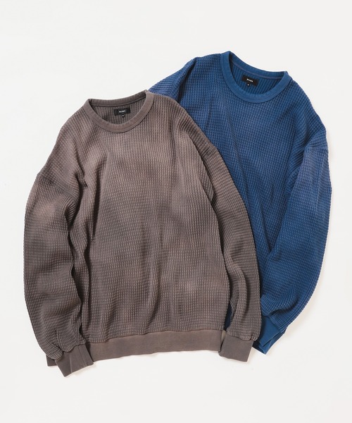 BEAMS（ビームス）の「ワイドフィット フェード ヘビーウェイトワッフル Tシャツ（Tシャツ/カットソー・メンズ・ネイビー/チャコールグレー・S/M/L/XL）」の14枚目の写真