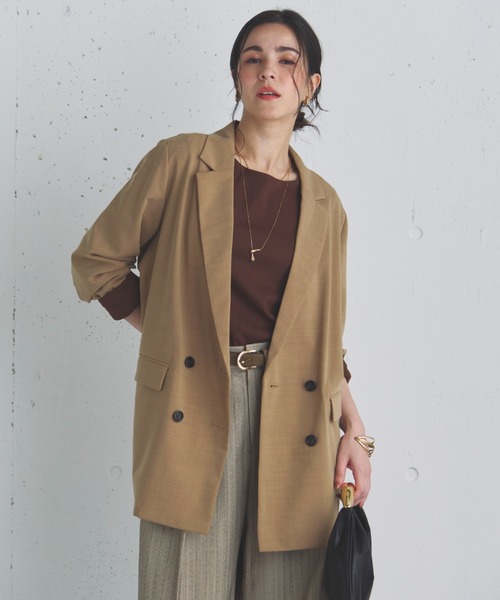 Doux archives（ドゥアルシーヴ）の「ダブルブレストテーラードジャケット（テーラードジャケット・レディース・ブラック/グレー/ベージュ・38）」の3枚目の写真