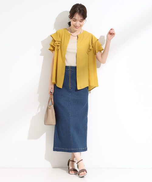 DRESKIP(ドレスキップ)の「【無地/ドット柄】お袖フリルが華やぐ きれいめブラウス(シャツ/ブラウス・レディース・ブラック系/イエロー/ホワイト系3・02/01/03/04)」の15枚目の写真