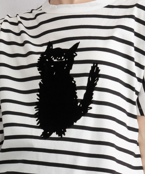 セール】ねこシルエットタフト刺繍Tシャツ（Tシャツ/カットソー