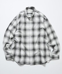 限定展開 Relax Fit リラックスフィット オンブレチェック バンドカラー ネルシャツ