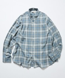 限定展開 Relax Fit リラックスフィット オンブレチェック バンドカラー ネルシャツ