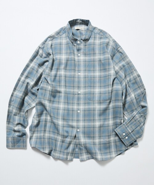 FREAK'S STORE(フリークスストア)の「限定展開 Relax Fit リラックスフィット オンブレチェック バンドカラー ネルシャツ(シャツ/ブラウス・メンズ・ブラック/ホワイト/ブルー/ブラウン・LARGE/MEDIUM/SMALL)」の4枚目の写真