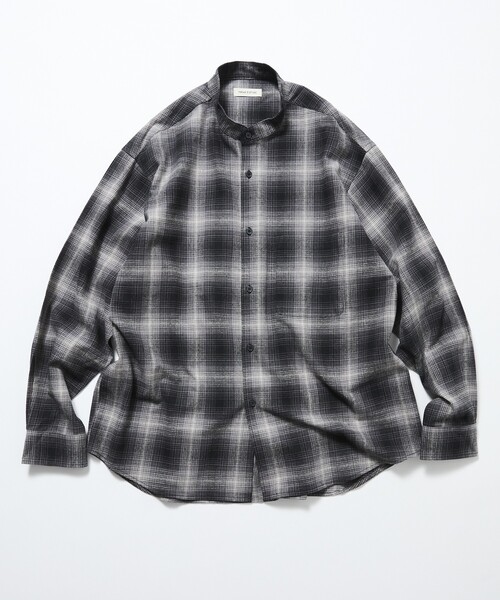 FREAK'S STORE(フリークスストア)の「限定展開 Relax Fit リラックスフィット オンブレチェック バンドカラー ネルシャツ(シャツ/ブラウス・メンズ・ブラック/ホワイト/ブルー/ブラウン・LARGE/MEDIUM/SMALL)」の10枚目の写真