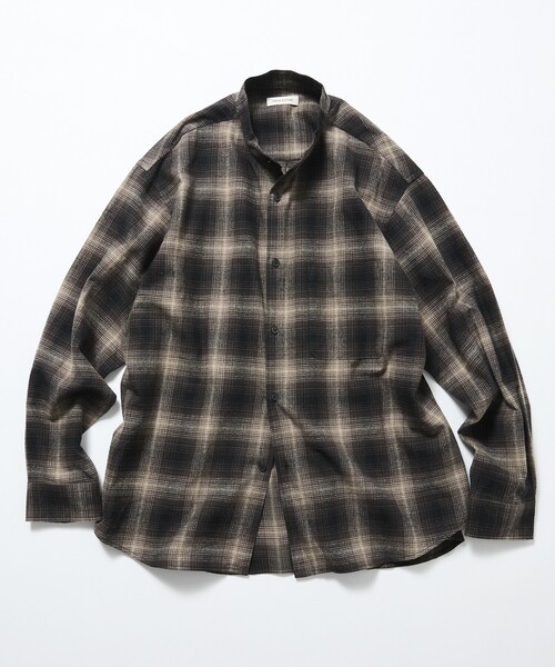 FREAK'S STORE(フリークスストア)の「限定展開 Relax Fit リラックスフィット オンブレチェック バンドカラー ネルシャツ(シャツ/ブラウス・メンズ・ブラック/ホワイト/ブルー/ブラウン・LARGE/MEDIUM/SMALL)」の3枚目の写真
