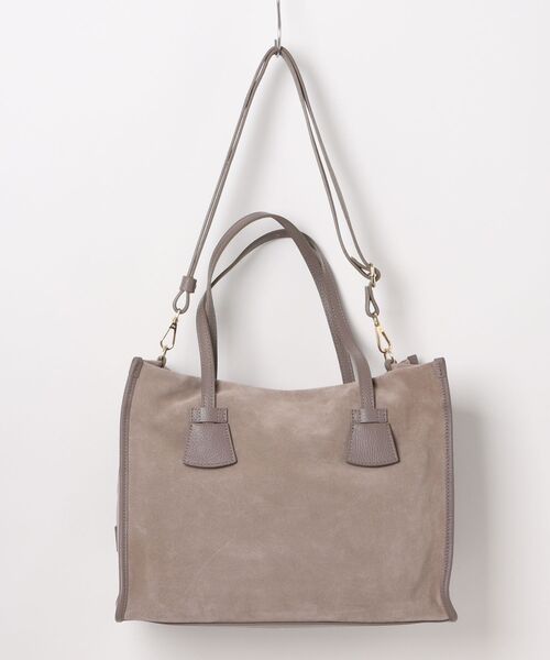 RIPANI(リパーニ)の「【RIPANI】レザーハンドルスエードバッグ(Q56376)(ハンドバッグ・レディース・ダークグレー・ALL)」の2枚目の写真