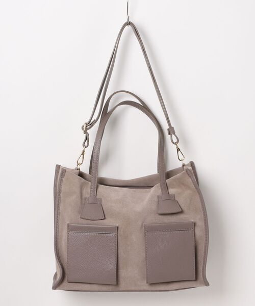 RIPANI(リパーニ)の「【RIPANI】レザーハンドルスエードバッグ(Q56376)(ハンドバッグ・レディース・ダークグレー・ALL)」の6枚目の写真
