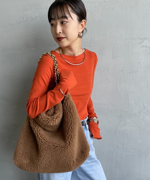 VIOLAd’ORO ムートン エコファーチェーン トートバッグ VIOLAd'ORO / ヴィオラドーロ] ELMO ムートン エコファーチェーン