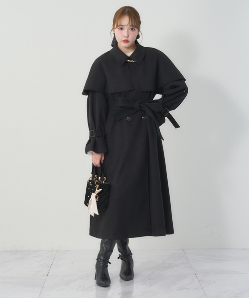 ケープ付きステンカラーコート（ステンカラーコート）｜one after