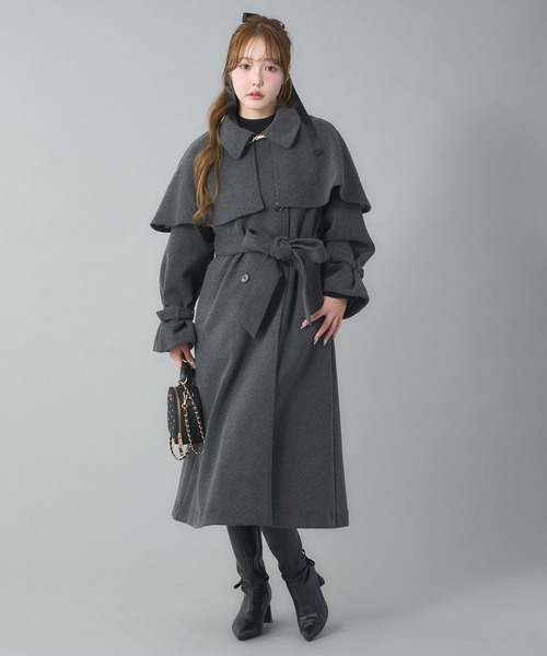ケープ付きステンカラーコート（ステンカラーコート）｜one after