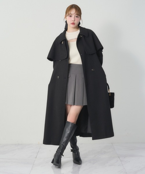 セール】ケープ付きステンカラーコート（ステンカラーコート）｜one