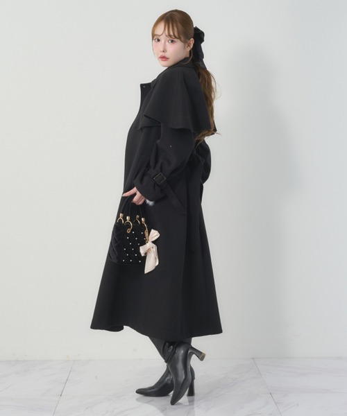 セール】ケープ付きステンカラーコート（ステンカラーコート）｜one