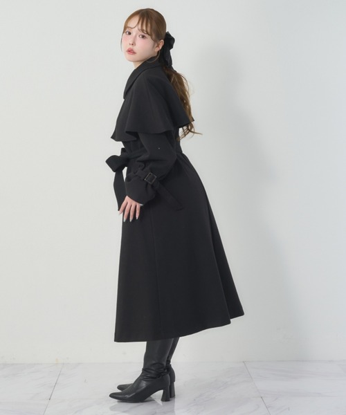 セール】ケープ付きステンカラーコート（ステンカラーコート）｜one