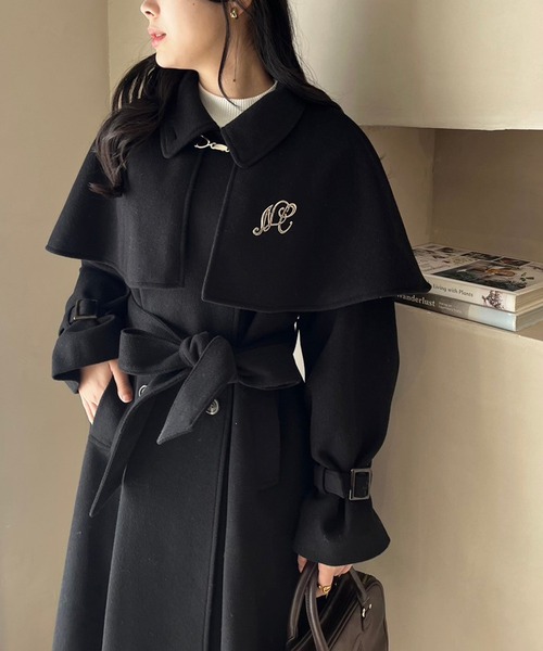 ケープ付きステンカラーコート（ステンカラーコート）｜one