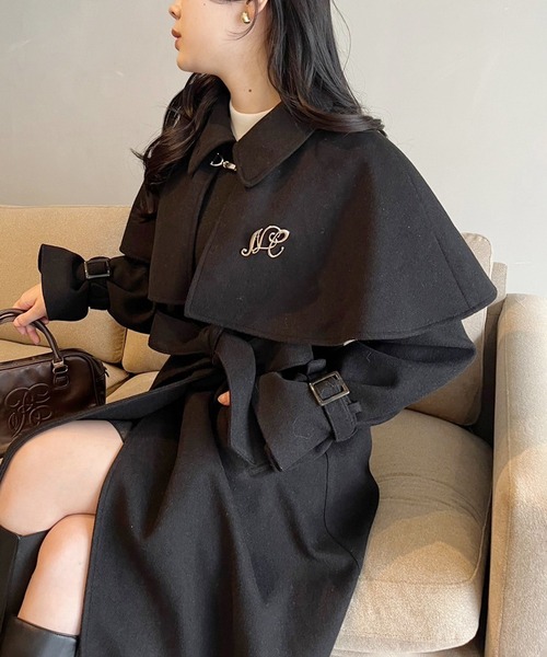 セール】ケープ付きステンカラーコート（ステンカラーコート）｜one