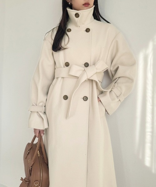 one after another NICE CLAUP(ワンアフターアナザーナイスクラップ)の「【今すぐお届け可能!ケープが取り外せる】2wayロングステンカラーコート(ステンカラーコート・レディース・チャコールグレー/ブラック/アイボリー/オートミール・MEDIUM/LARGE)」の14枚目の写真