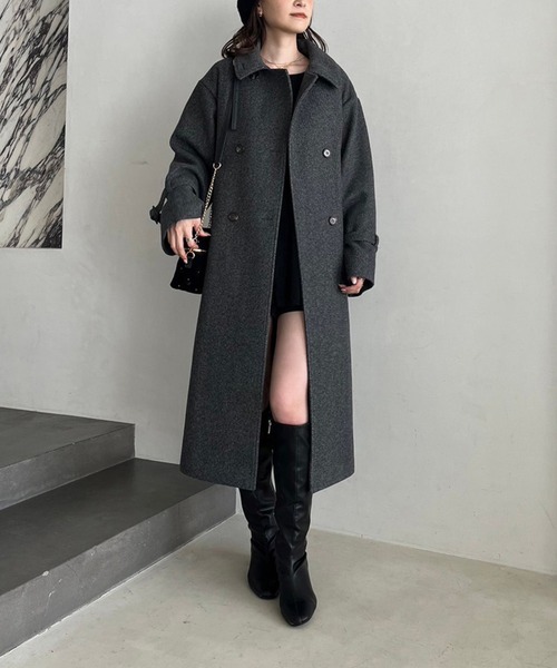 one after another NICE CLAUP(ワンアフターアナザーナイスクラップ)の「【今すぐお届け可能!ケープが取り外せる】2wayロングステンカラーコート(ステンカラーコート・レディース・チャコールグレー/ブラック/アイボリー/オートミール・MEDIUM/LARGE)」の20枚目の写真