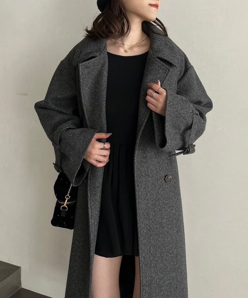 one after another NICE CLAUP(ワンアフターアナザーナイスクラップ)の「【今すぐお届け可能!ケープが取り外せる】2wayロングステンカラーコート(ステンカラーコート・レディース・チャコールグレー/ブラック/アイボリー/オートミール・MEDIUM/LARGE)」の21枚目の写真