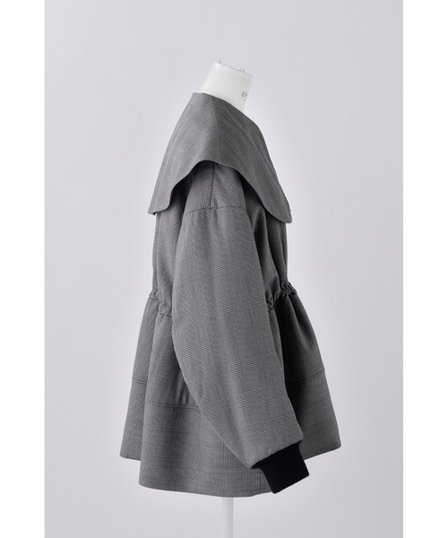 WOグレンチェック ビックカラーペプラムジャケット（その他アウター