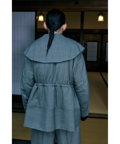 WOグレンチェック ビックカラーペプラムジャケット（その他アウター