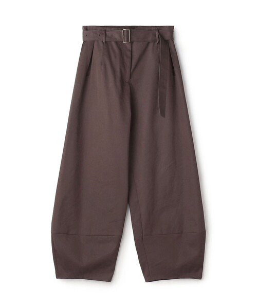 コットンポリエステルビンテージギャバジン ベルトワイドパンツ  
