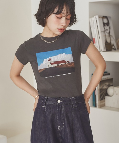 LAULEN(ローレン)の「holly wood photo print tee /ハリウッドフォトプリントT(Tシャツ/カットソー・レディース・グレー系2/グレー系1・FREE)」の1枚目の写真