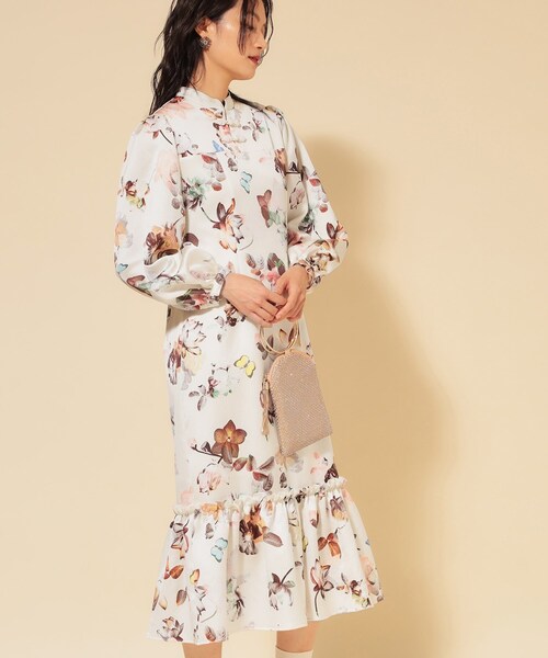 Sunauna（スーナウーナ）の「【COLLECTION LINE】チャイナ花柄ワンピース（ワンピース・レディース・ブラック系/ベージュ系その他4・38/40）」の7枚目の写真