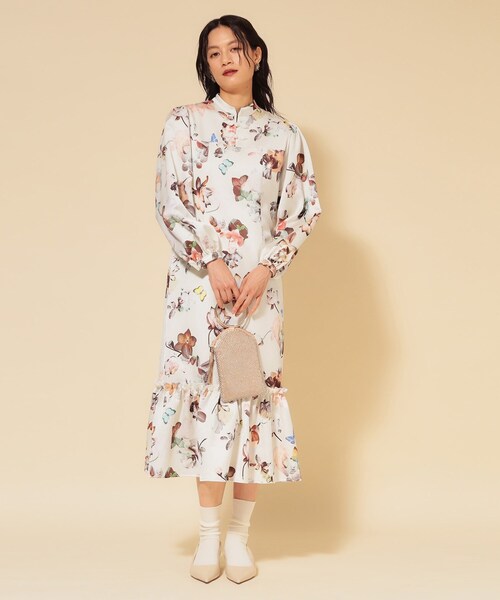 Sunauna（スーナウーナ）の「【COLLECTION LINE】チャイナ花柄ワンピース（ワンピース・レディース・ブラック系/ベージュ系その他4・38/40）」の6枚目の写真
