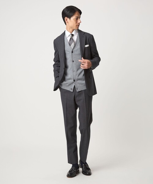 green label relaxing（グリーンレーベルリラクシング）の「Super 120's ハイゲージ ニット カーディガン（カーディガン/ボレロ・メンズ・ブラック/グレー・S/M/L/XL）」の6枚目の写真