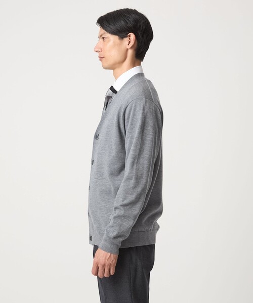 green label relaxing（グリーンレーベルリラクシング）の「Super 120's ハイゲージ ニット カーディガン（カーディガン/ボレロ・メンズ・ブラック/グレー・S/M/L/XL）」の4枚目の写真