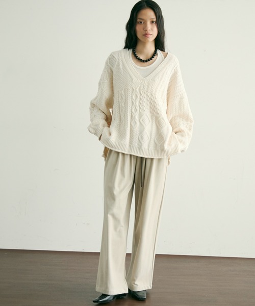 セール】バルキーケーブル編みニットプルオーバー（ニット/セーター