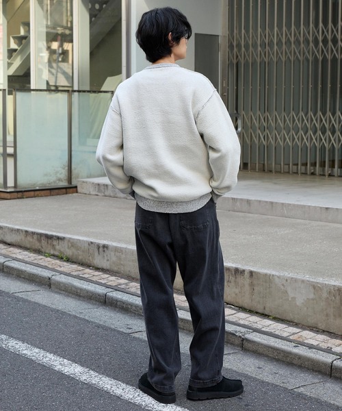 マシンウォッシャブル/アンチピリング＞アウトリンキング配色クルー